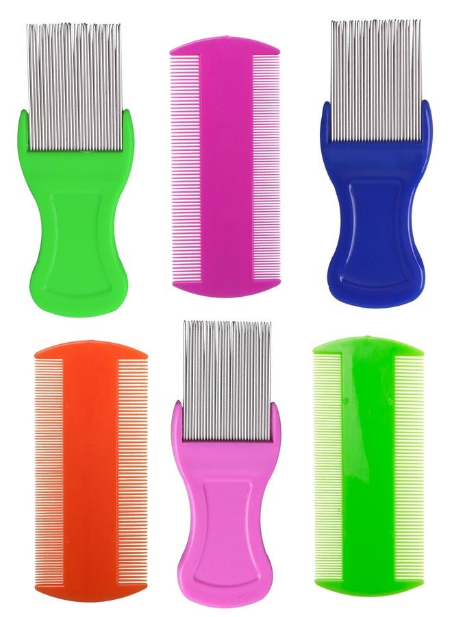 HESSION 6 Pack Flea Lice Combs Removal Dandruff Comb with Metal Teeth Double Sided Fine Combs Metal Teeth Flea Lice Combs for Pets Kids Adults (Random) - Image 1