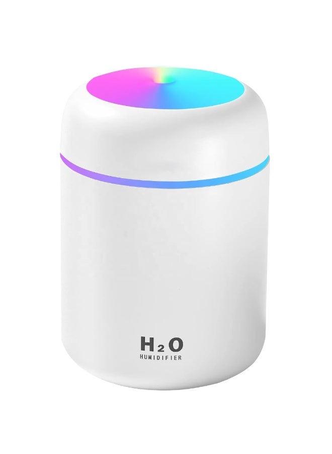 Ultrasonic humidifier with a 300ml tank, compact with Type-C connector and aroma diffuser; basic electric humidifier for diffusing essential oils with 7 assorted LED colors. - Image 2