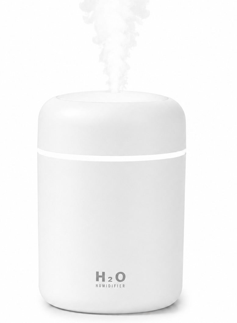 Ultrasonic humidifier with a 300ml tank, compact with Type-C connector and aroma diffuser; basic electric humidifier for diffusing essential oils with 7 assorted LED colors. - Image 1