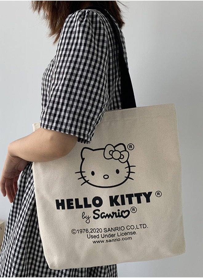 Generic Women's Canvas Bag，Cartoon Hello Kitty One Shoulder Canvas Bag Large Shopping Bag Travel Bag  - Image 3