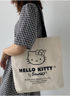 Generic Women's Canvas Bag，Cartoon Hello Kitty One Shoulder Canvas Bag Large Shopping Bag Travel Bag  - Image 3