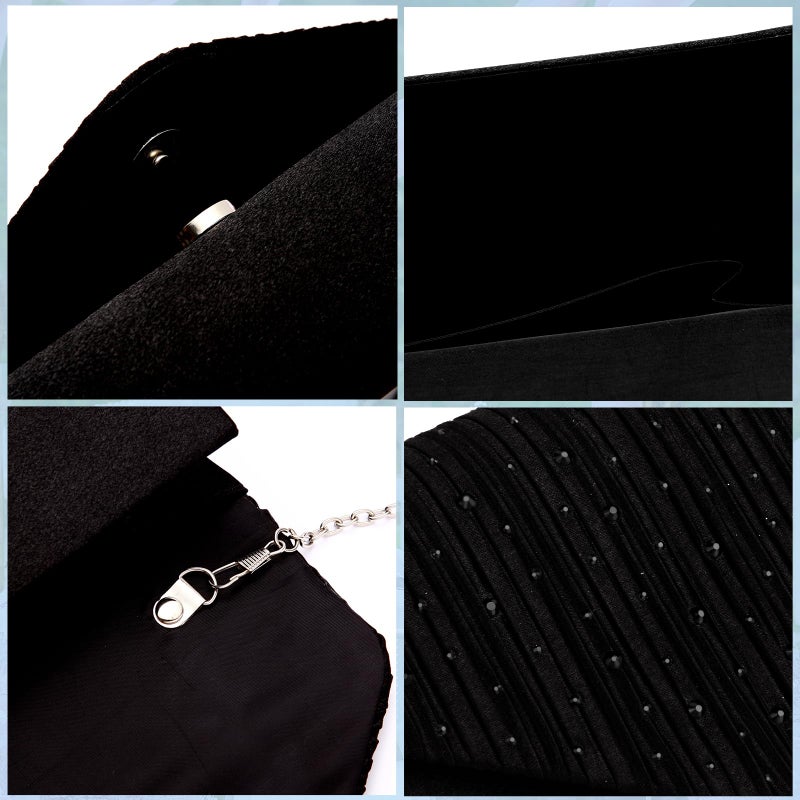 BBjinronjy Clutch Purses for Women Evening Bag Formal Rhinestone Handbags for Wedding Party Cocktail Prom Dinner Shoulder Envelope (Black) - Image 4