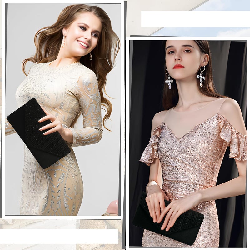 BBjinronjy Clutch Purses for Women Evening Bag Formal Rhinestone Handbags for Wedding Party Cocktail Prom Dinner Shoulder Envelope (Black) - Image 5