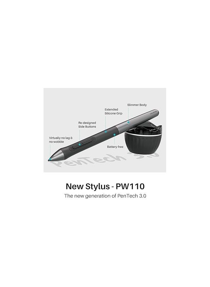 PROMASS 2 Medium Drawing Tablet with Scroll Wheel 8 Customized Keys Battery-Free Stylus for Digital Art, Design, Sketch, 9x5inch Graphics Tablet Works with Mac, PC & Mobile, Black  - Image 3