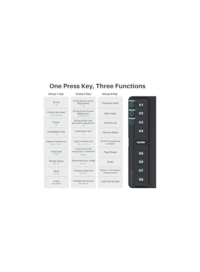 PROMASS 2 Medium Drawing Tablet with Scroll Wheel 8 Customized Keys Battery-Free Stylus for Digital Art, Design, Sketch, 9x5inch Graphics Tablet Works with Mac, PC & Mobile, Black  - Image 4