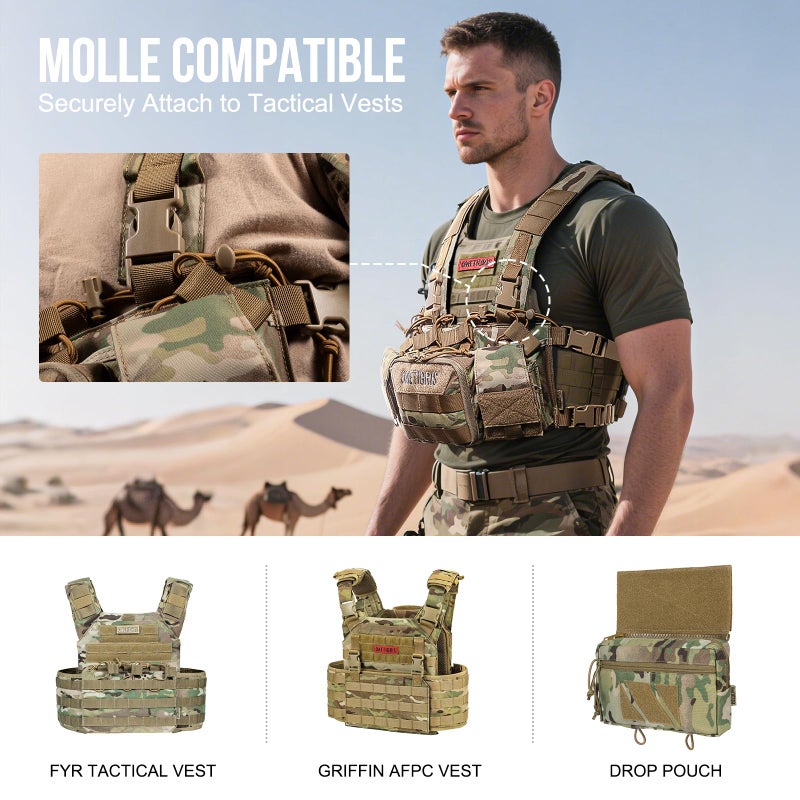 OneTigris حمالة صدر ون تيغريس فالكون، حمالات صدر MOLLE التكتيكية مع حقيبة دangler وحقيبة إدارية مفيدة ومنظم طبي IFAK - Image 3