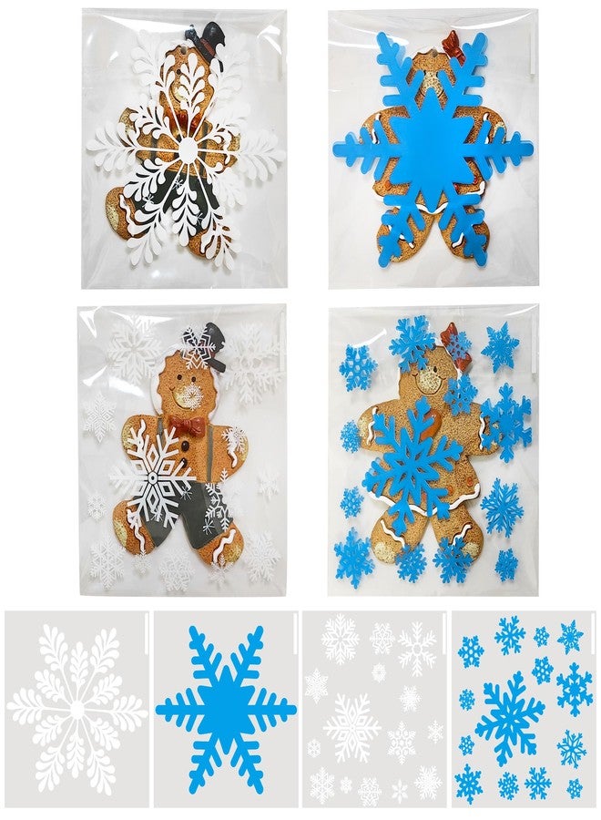 QOIUSO 100 Pcs 4x4 Inch Christmas Cookie Bags – 4 Snowflake Designs Self-Adhesive Cellophane Treat Bags for Cookies, Candies, Holiday Goodies, Party Favors, and Gift Giving - Image 1