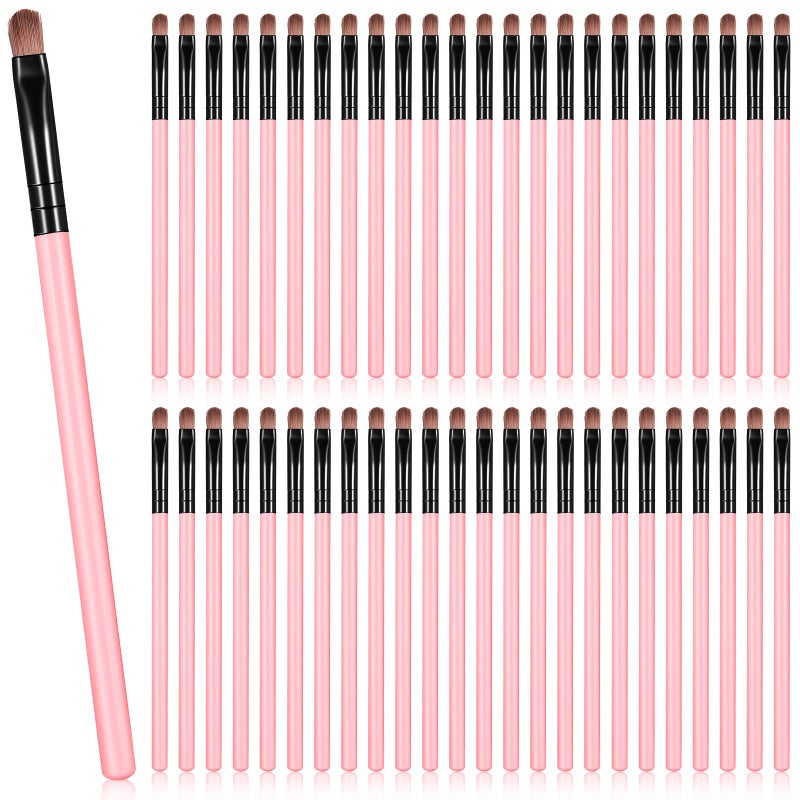 Patelai 48 Pcs Flat Makeup Brushes Flat Lip Concealer Brushes Small Portable Eyebrow Brush Concealer Synthetic Lip Brush Beauty Makeup Tool for Concealing Blending Setting BuffingPink - Image 3