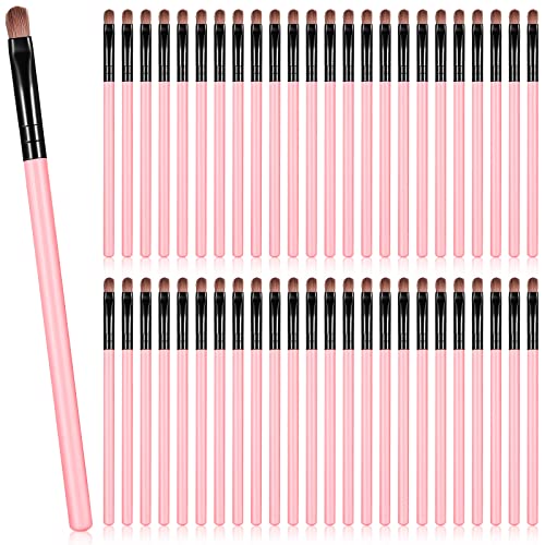 Patelai 48 Pcs Flat Makeup Brushes Flat Lip Concealer Brushes Small Portable Eyebrow Brush Concealer Synthetic Lip Brush Beauty Makeup Tool for Concealing Blending Setting BuffingPink - Image 1