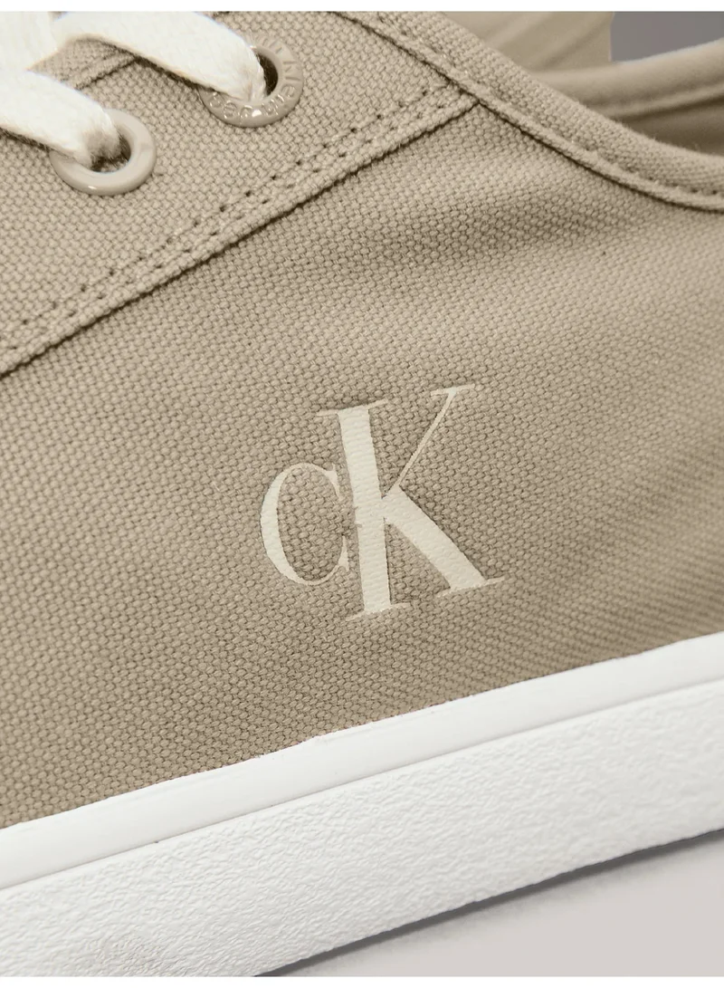 Calvin Klein Jeans Weathered Teak/Turtle Dove/Gum Canvas Low Profile Trainers for Men | Best Price UAE