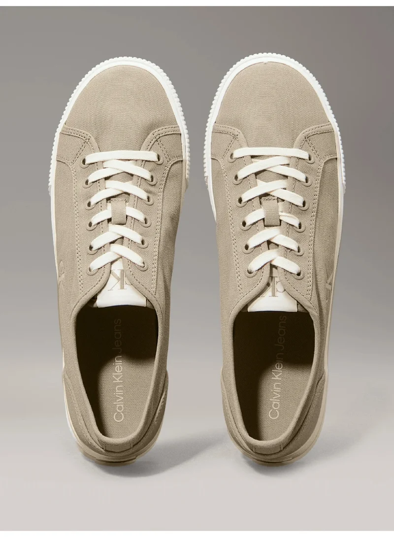 Calvin Klein Jeans Weathered Teak/Turtle Dove/Gum Canvas Low Profile Trainers for Men | Best Price UAE