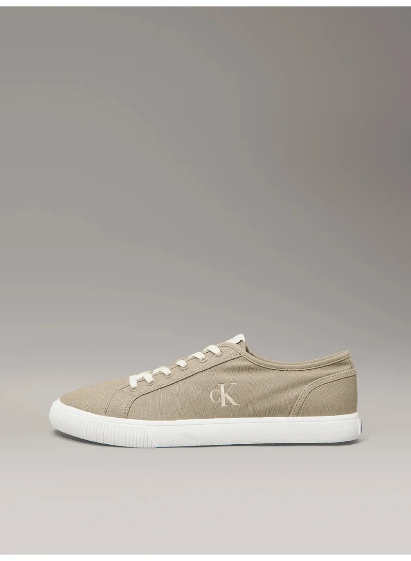 Calvin Klein Jeans Weathered Teak/Turtle Dove/Gum Canvas Low Profile Trainers for Men | Best Price UAE