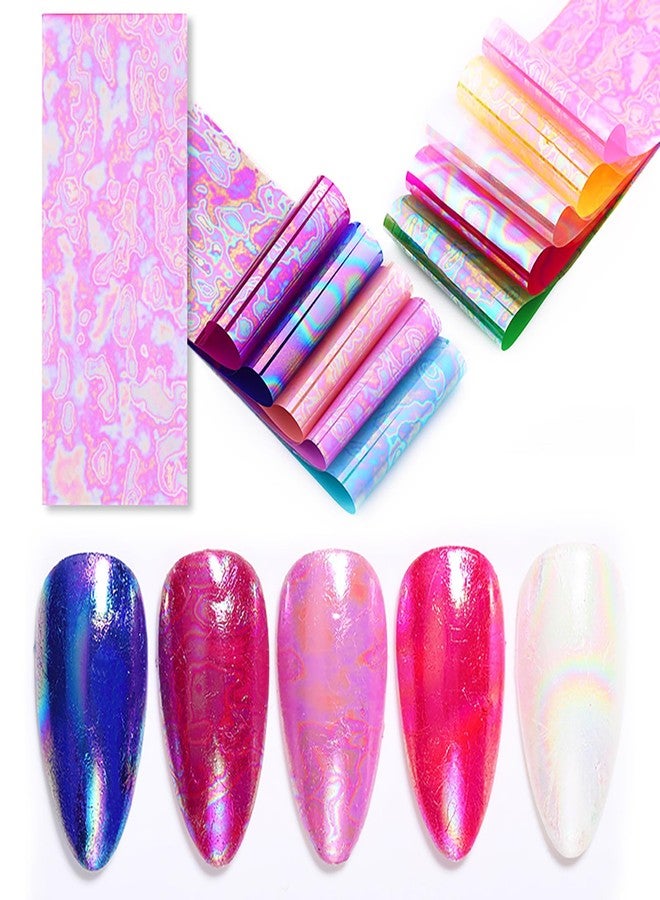 HYWWPFLAY 10 Rolls Neon Nail Foil for Nail Art Holographic Nail Transfer Foil Aurora Nail Stickers Decals Iridescent Nail Art Foils Design 3D Nail Decorations for Women - Image 5