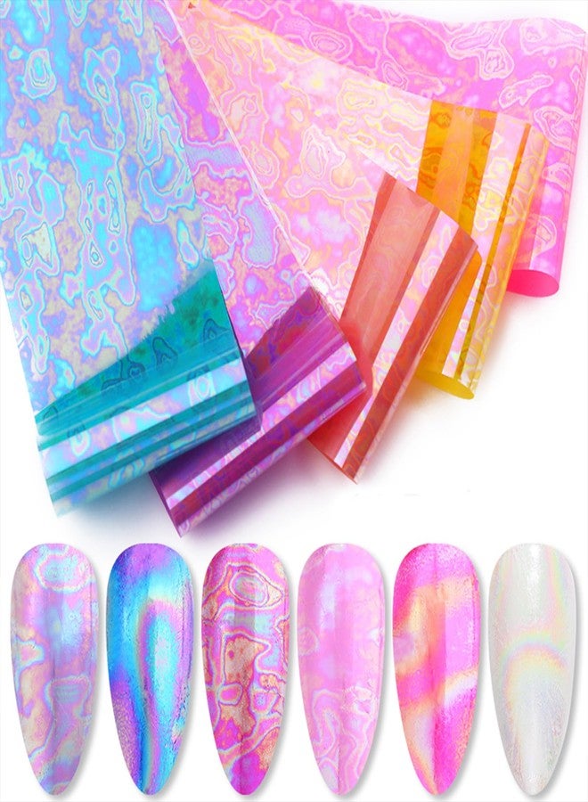 HYWWPFLAY 10 Rolls Neon Nail Foil for Nail Art Holographic Nail Transfer Foil Aurora Nail Stickers Decals Iridescent Nail Art Foils Design 3D Nail Decorations for Women - Image 2
