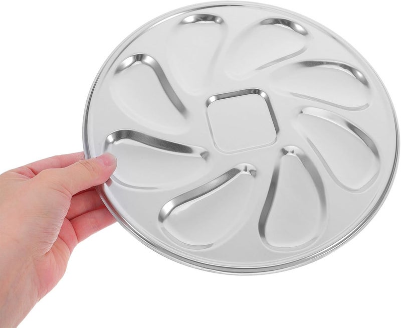 SOLUSTRE Oyster Plate Stainless Steel Oyster Shell Shaped Tray Food Plate for Grilling Seafood Scallops Lemons 2pcs Set - Image 4