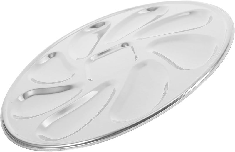 SOLUSTRE Oyster Plate Stainless Steel Oyster Shell Shaped Tray Food Plate for Grilling Seafood Scallops Lemons 2pcs Set - Image 1