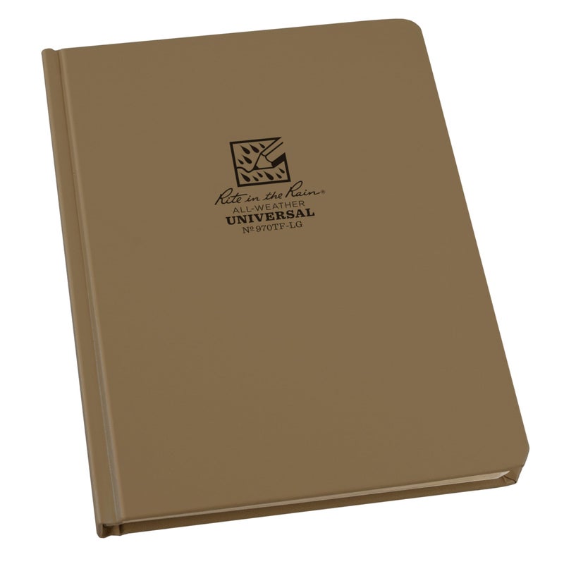 Rite in the Rain Weatherproof Hard Cover Notebook, 6.75" x 8.75", Tan Cover, Universal Pattern (No. 970TF-LG) - Image 1