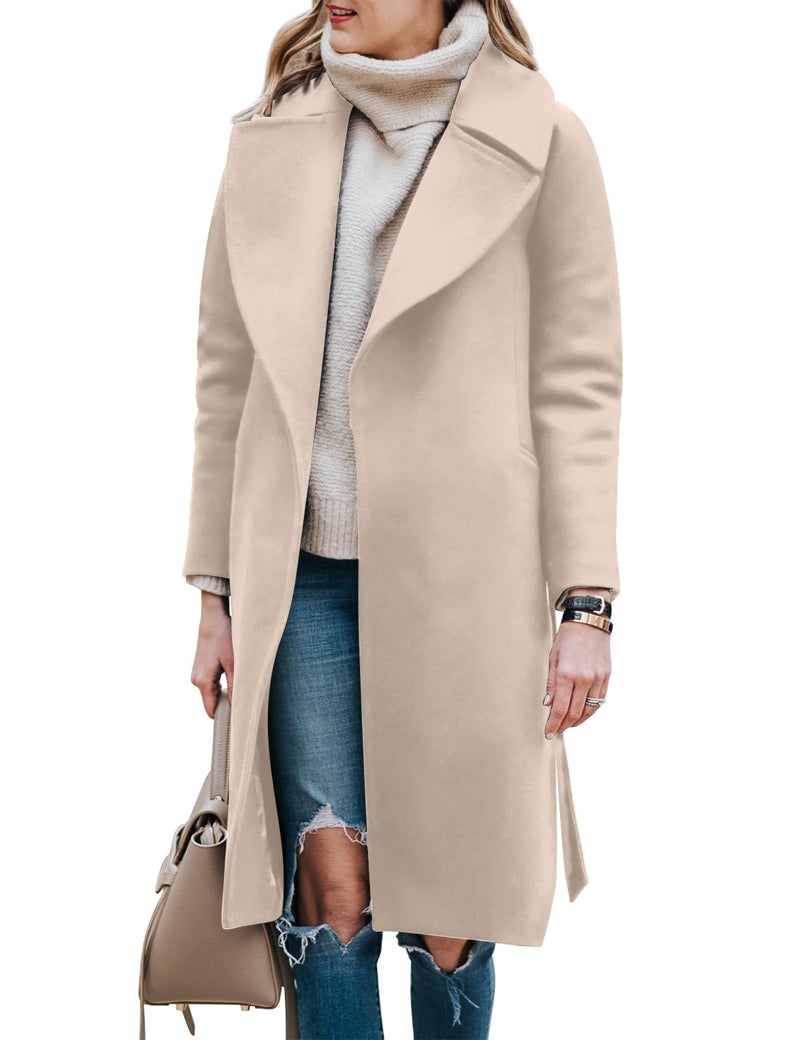 BZB Women's Pea Coats Elegant Notched Collar Double Breasted Winter Long Overcoat Jackets - Image 1