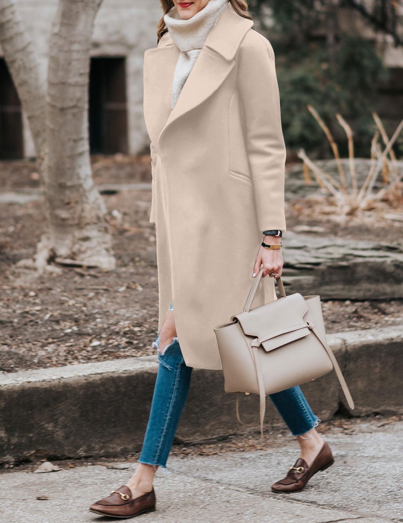 BZB Women's Pea Coats Elegant Notched Collar Double Breasted Winter Long Overcoat Jackets - Image 3