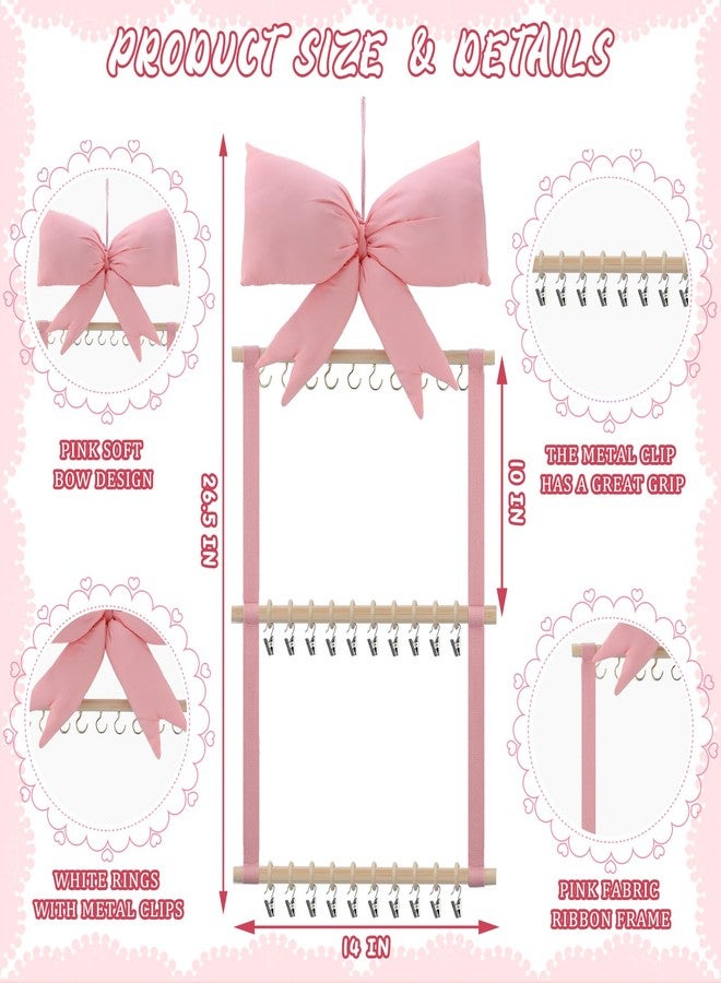 Sliner Pink Bow Baby Bibs Organizer Bow Holder for Girls Baby Neutral Pacifier Clip Organizer 3 Tier Cute Bandana Drool Burp Cloths Storage Display Hanging Decor for Nursery Newborn Infant Girls Room - Image 5