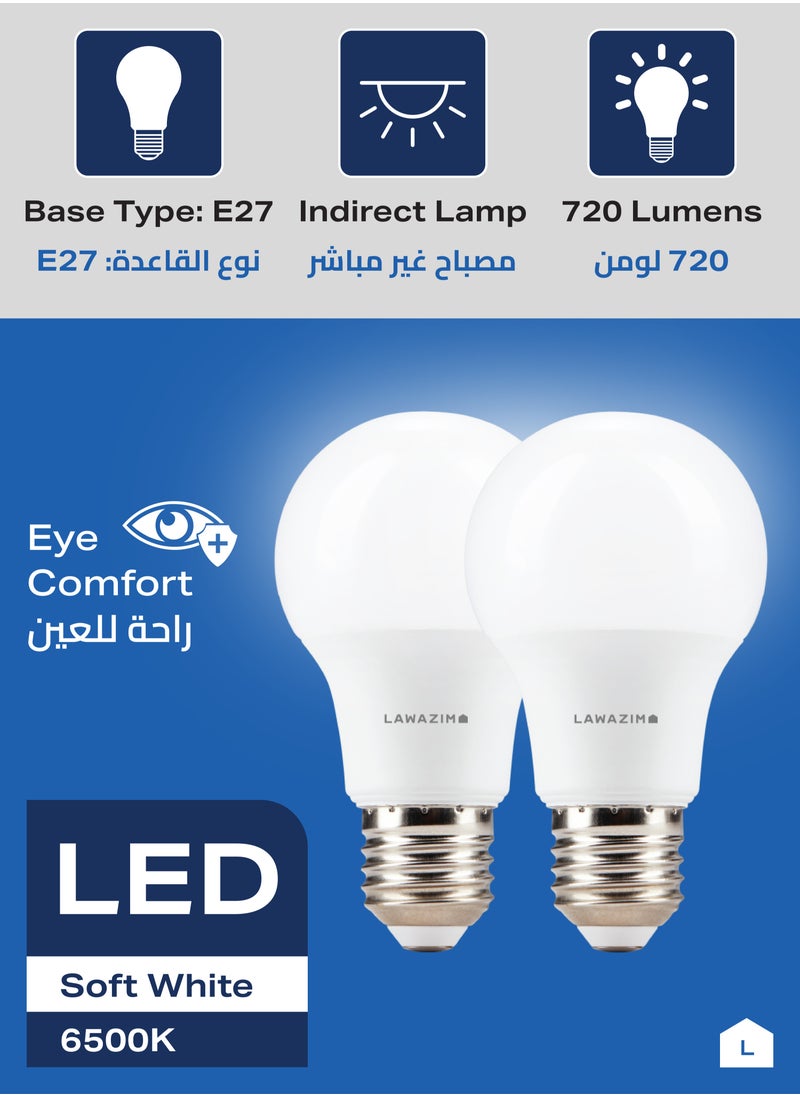 LAWAZIM - 9W LED Bulb A60 E27 - 4 Piece 6500K Daylight - Energy Saving 55W Equivalent Non-Dimmable Lightbulbs with 720 Lumens and a Lifespan of 15,000 Hours - for Home, Kitchen, and Bedroom Lighting - Image 1