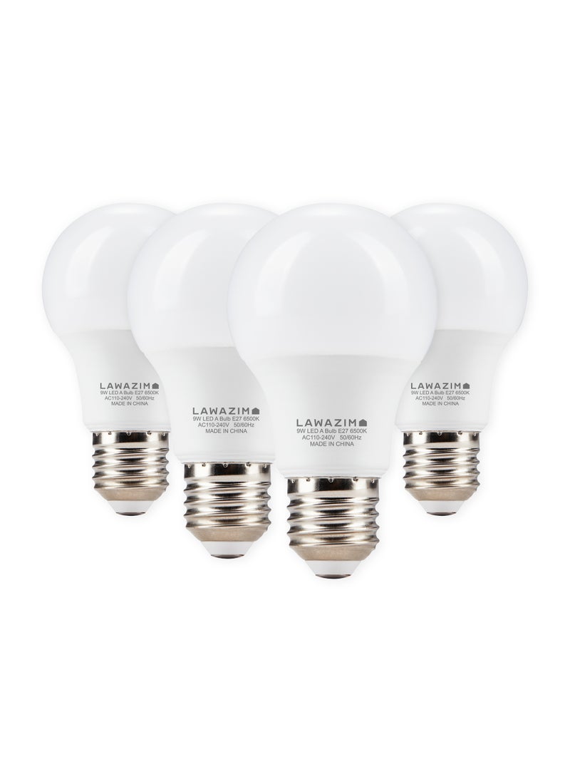 LAWAZIM - 9W LED Bulb A60 E27 - 4 Piece 6500K Daylight - Energy Saving 55W Equivalent Non-Dimmable Lightbulbs with 720 Lumens and a Lifespan of 15,000 Hours - for Home, Kitchen, and Bedroom Lighting - Image 1