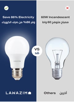 LAWAZIM 9W LED Bulb A60 E27 - 4 Piece 6500K Daylight - Energy Saving 55W Equivalent Non-Dimmable Lightbulbs with 720 Lumens and a Lifespan of 15,000 Hours - for Home, Kitchen, and Bedroom Lighting  - Image 5
