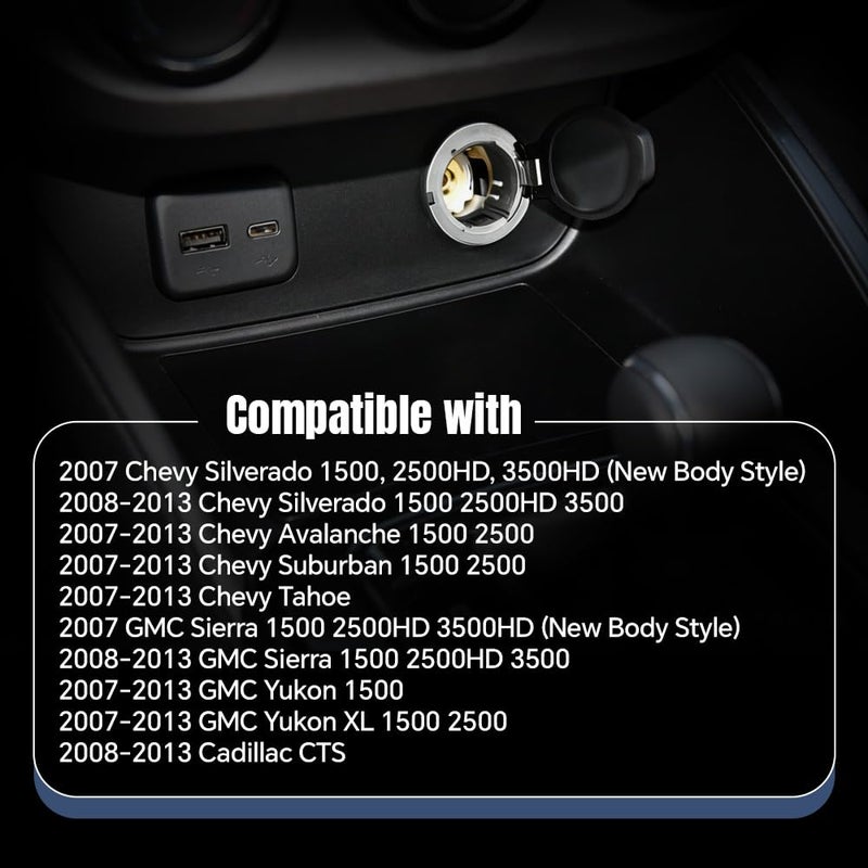 PIT66 Outlet Plug Cover Cap Dash Panel Retainers Cigarette Lighter Plug Retainer Compatible with 2007-2013 Chevy Silverado GMC Sierra 12v Power 2PCS - Image 2
