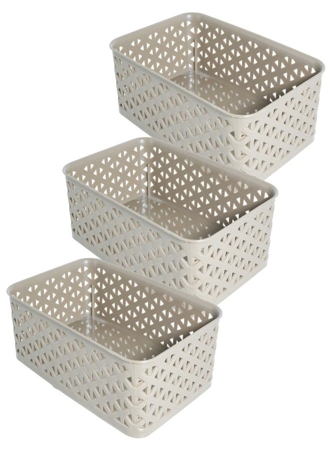 سيمبلي هوم سلة تخزين بلاستيكية متعددة الأغراض من سيمبلي هوم أجانتا-2 | منظم قابل للتكديس للمنزل والمطبخ والحمام والمكتب | مثالية للألعاب والملابس ومستحضرات التجميل والقرطاسية | طقم من 3 قطع | لون قهوة - Image 1