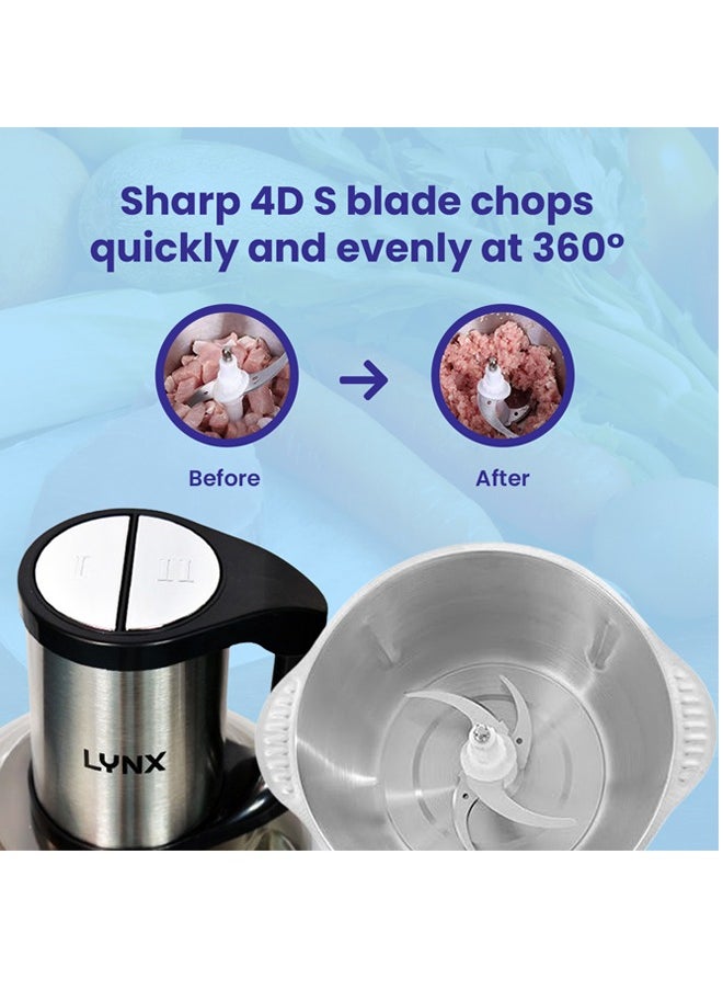 lynx - Lynx 5L Meat and Vegetable Chopper – 500W Powerful Copper Motor, 2 Adjustable Speeds, Stainless Steel Bowl, Quad Blade Design, Safety System, Non-Slip Base, Low Noise – LY-CH-5005 - Image 1