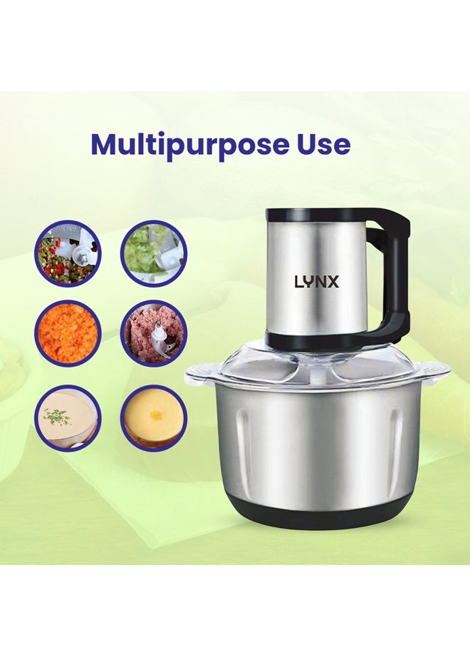 lynx - Lynx 5L Meat and Vegetable Chopper – 500W Powerful Copper Motor, 2 Adjustable Speeds, Stainless Steel Bowl, Quad Blade Design, Safety System, Non-Slip Base, Low Noise – LY-CH-5005 - Image 1
