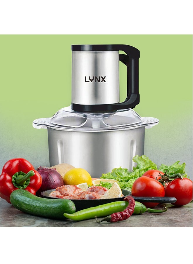 lynx - Lynx 5L Meat and Vegetable Chopper – 500W Powerful Copper Motor, 2 Adjustable Speeds, Stainless Steel Bowl, Quad Blade Design, Safety System, Non-Slip Base, Low Noise – LY-CH-5005 - Image 1