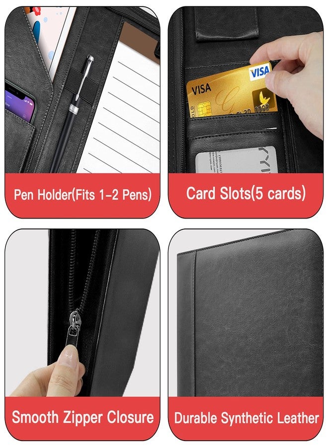 WRIYES Zippered Padfolio Organizer, WRIYES Leather Planner Binder, 10.2 Inch Portfolio Folder for Documents, Letter Size Business Card Holder for Men&Women (Black) - Image 4