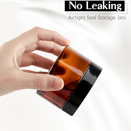 TUZAZO 4 Oz Amber Plastic Cosmetic Jars Leak Proof Small Container with lids for Cream, Lotion, Powder, Ointments, Beauty Products, 6 Pcs - Image 4
