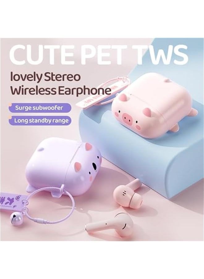 Generic - True Wireless Cute Earbuds Bluetooth Kawaii Headphones for Girls Small Mini Tiny Ear Buds for Kids Noise Cancelling Earbuds TWS Earphones Kids Wireless Earbuds for iPhone Android - Image 1