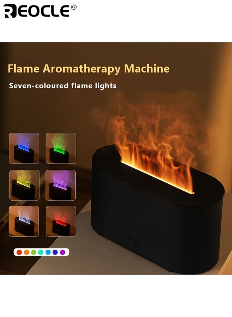 REOCLE 5-Level Flame Aromatherapy Diffuser with 7-Color Ultra-Quiet Essential Oil Humidifier Type-C Charging Port Ideal for Home Bedrooms Offices Aroma Diffuser - Image 1