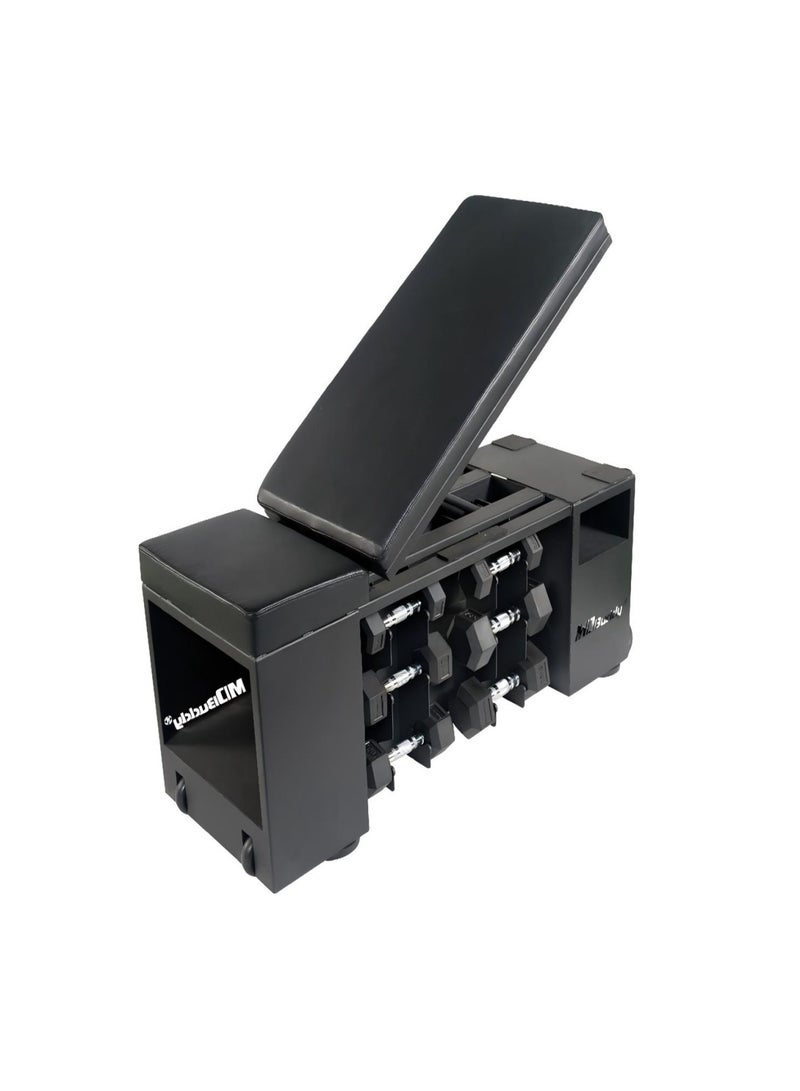 MDBuddy Multi-Purpose Training Bench made of high-quality carbon steel, with a strong main tube (25mm x 25mm x 2mm), dimensions (1310mm x 450mm x 1430mm) - Image 1