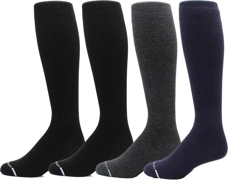 4 Pairs Men's Athletic Traveler Graduated Compression Knee High Socks