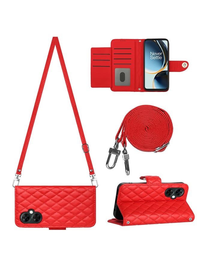 S-TOP Case For OnePlus CE 3 Lite 5G / Nord N30 Rhombic Texture Flip Leather Phone Case with Long Lanyard - Image 1