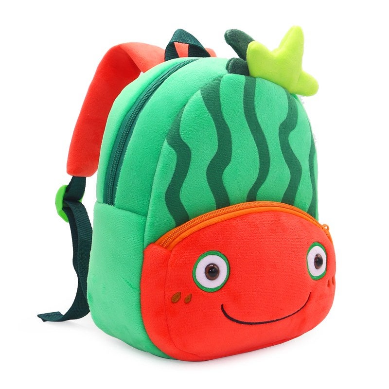 Plush Kids Backpack, Watermelon Fruit Design, Soft Lightweight School Bag for Toddlers and Preschool Kids - Image 4