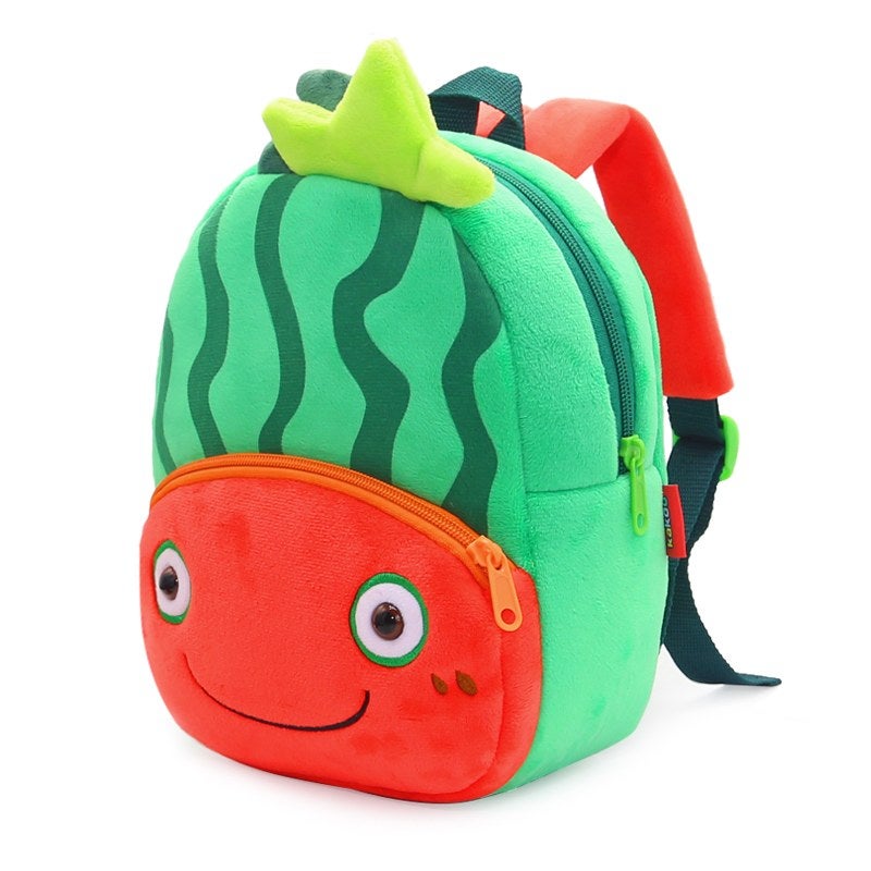 Plush Kids Backpack, Watermelon Fruit Design, Soft Lightweight School Bag for Toddlers and Preschool Kids - Image 3