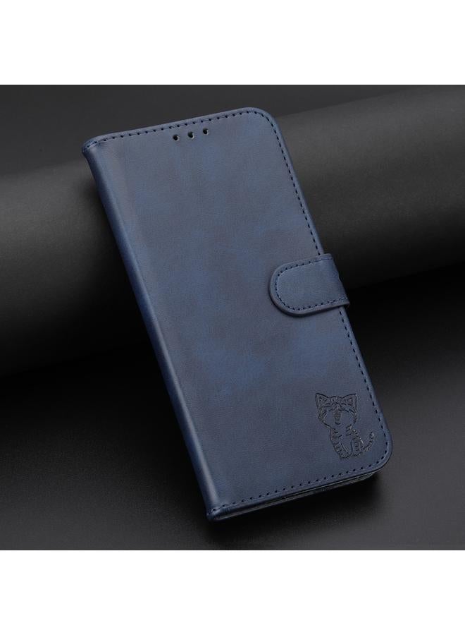 اس-توب جراب هاتف iPhone 16 من الجلد المنقوش بنمط قطة سعيدة - Image 2