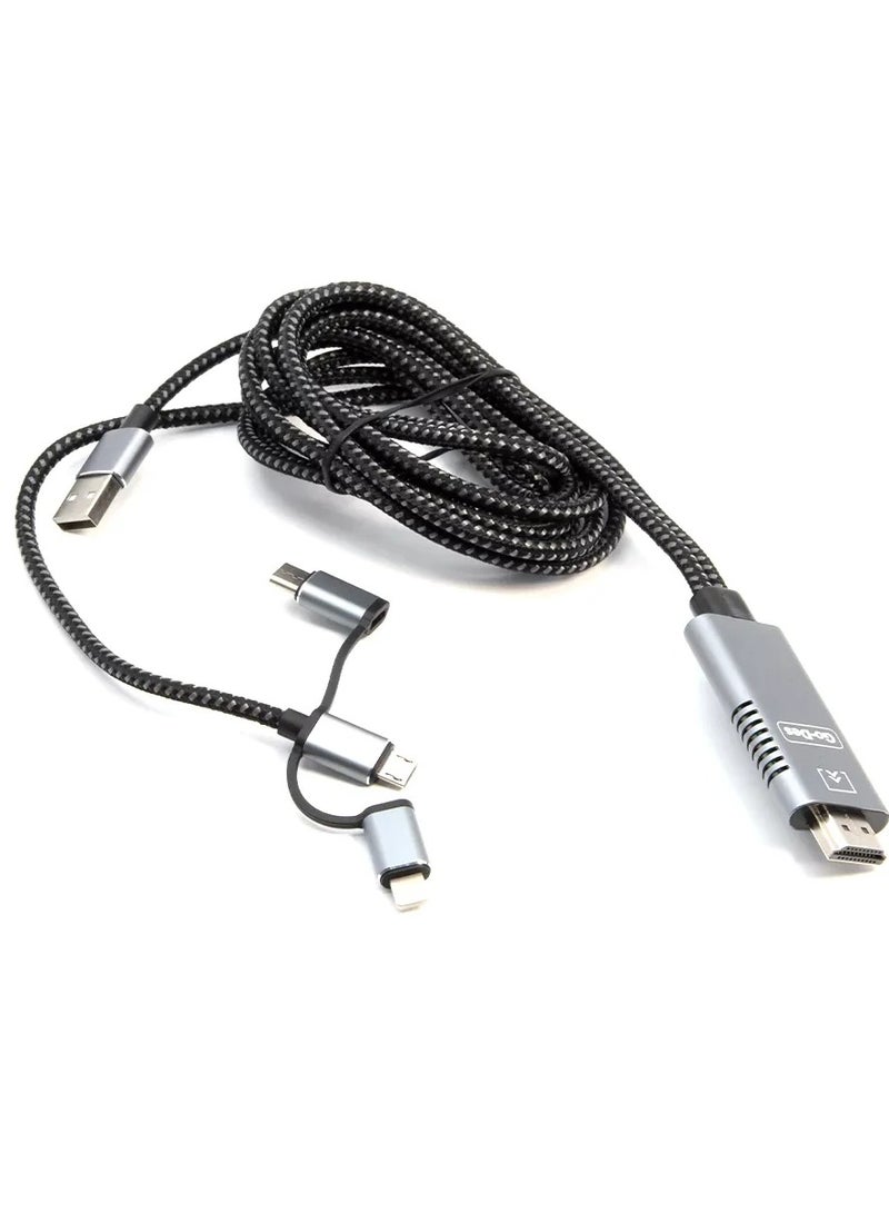 ELTRAZONE Metal Shell HDTV Cable 5-in-1 Video Transfer GD-8296 – High-Quality HDMI, VGA, AV, and Audio Cable for Seamless Video Connectivity - Image 3