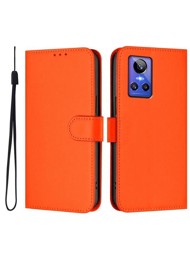 اس-توب جراب لهاتف Realme GT Neo 3 مصنوع من الجلد بلون سادة مع حبل تعليق - Image 2