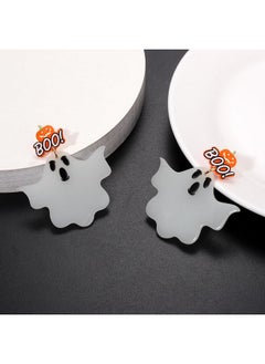 YAHPERN Halloween Earrings For Women Glow In The Dark Earrings Acrylic Pumpkin Ghost Earrings Statement Gravestone Bat Boo Earrings Halloween Jewelry Accessories Costume Party Outfit Gifts (Ghost 1)  - Image 4