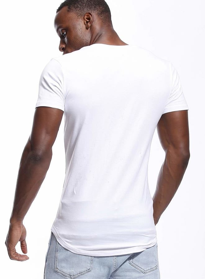 Zbrandy Deep V Neck T Shirt for Men Low Cut Vneck Tee Invisible Tshirt Vee Top Scoop Hem, White - Deep V, M - Image 3