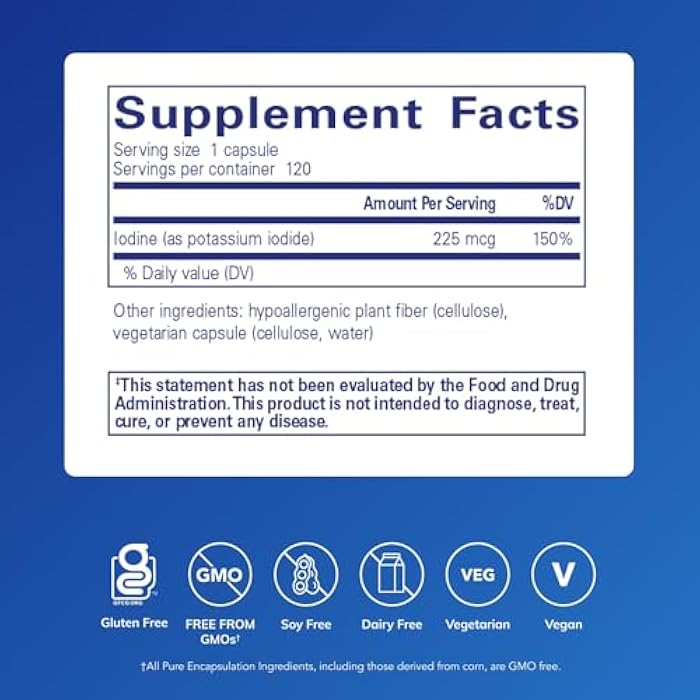Pure Encapsulations Iodine - Supplement to Support The Thyroid & Help Maintain Healthy Cellular Metabolism - with Premium Potassium Iodide - 120 Capsules - Image 2