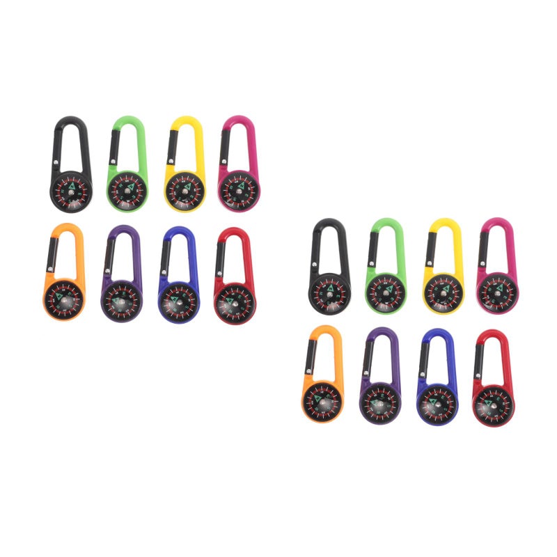 16 pcs Portable Compass Pocket Carabiner Compass Camping For Hiking Camping Backpacking Emergency - Image 1