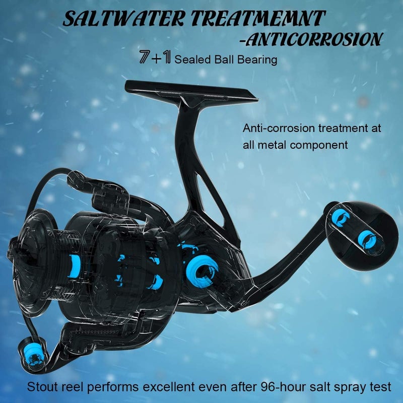 Cadence Stout Saltwater Spinning Reel - 7 + 1 Sealed Ball Bearing System, 41 lbs Drag - Image 5