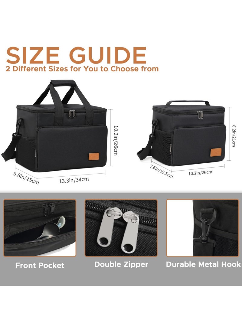 كيلا حقيبة غداء للنساء/الرجال، حقيبة غداء مزدوجة مقاومة للتسرب وناعمة معزولة ساخنة وباردة، طول قابل للتعديل، مناسبة للمكتب والنزهات والسفر وحقيبة غداء الشاطئ، كبيرة، أسود (22 لتر/5.8 جالون) - Image 2